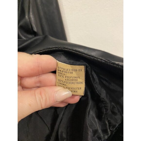 Marcelle Renee Jacket Womens Medium Black Faux Leather Blazer Vegan Lined - Picture 3 of 4